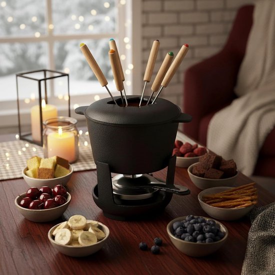 SNJY® Fondueset - Fondue - Fonduepan - 1L - 6 Personen - Zwart — afbeelding 4