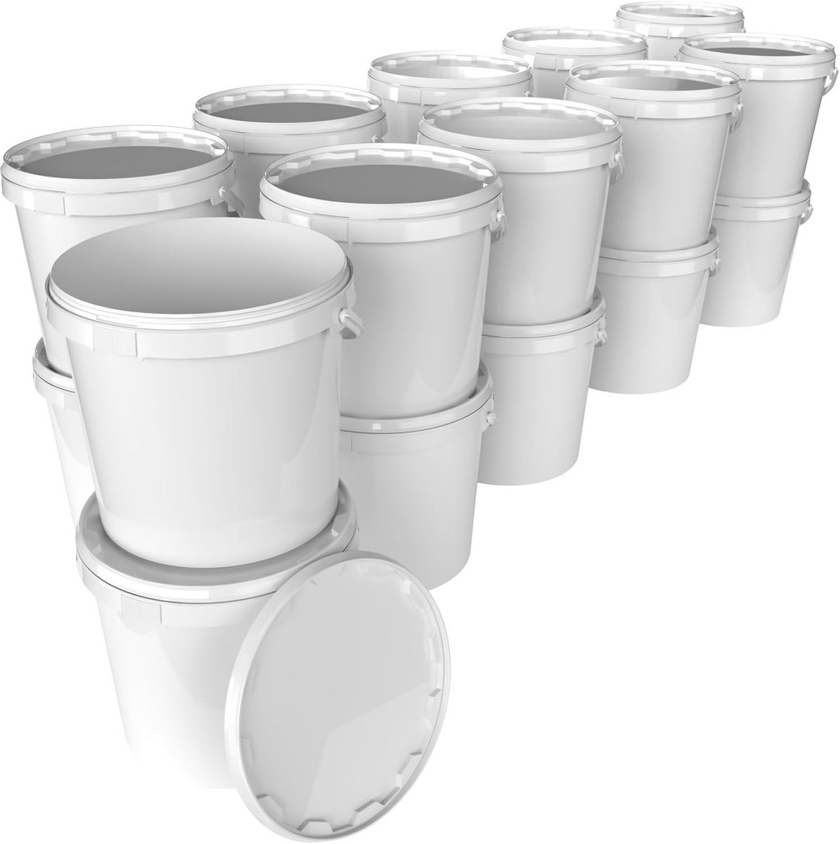 Ronde kunststof emmer met deksel, 20 liter, luchtdicht en ergonomisch