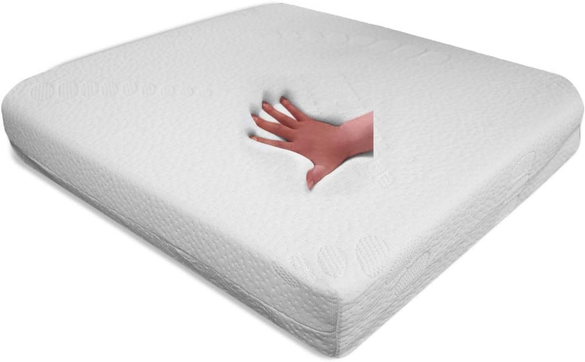 Viscoschuim Zitkussen 10 cm Drukverlagend - Anti-Drukplekken voor Stoel, Rolstoel, Auto en Kantoor - met Wasmachinebestendige Probiotica Bekleding - Wit - 52x45x10 cm