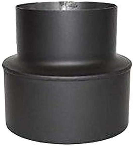 Zwarte Rookpijp Kachelpijp Reductie 150mm naar 130mm Diameter 2mm Dik