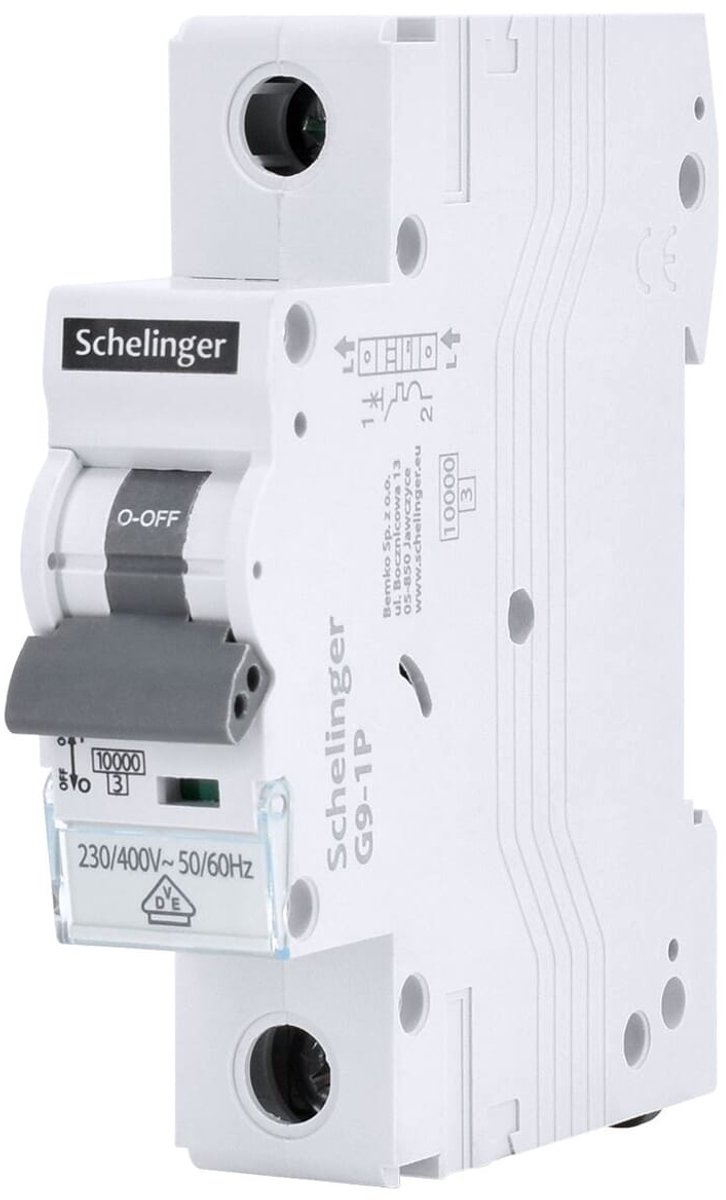 Schelinger Installatieautomaat 16A B-karakteristiek - 1-polig - 230/400V - A02-G9-1P-B16 - IP20