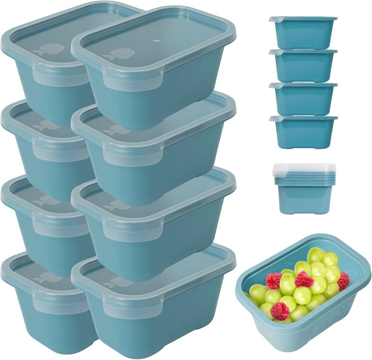 Luchtdichte Voedselcontainers - 8 Stuks (750 ml) - Magnetron- en Vaatwasmachinebestendig