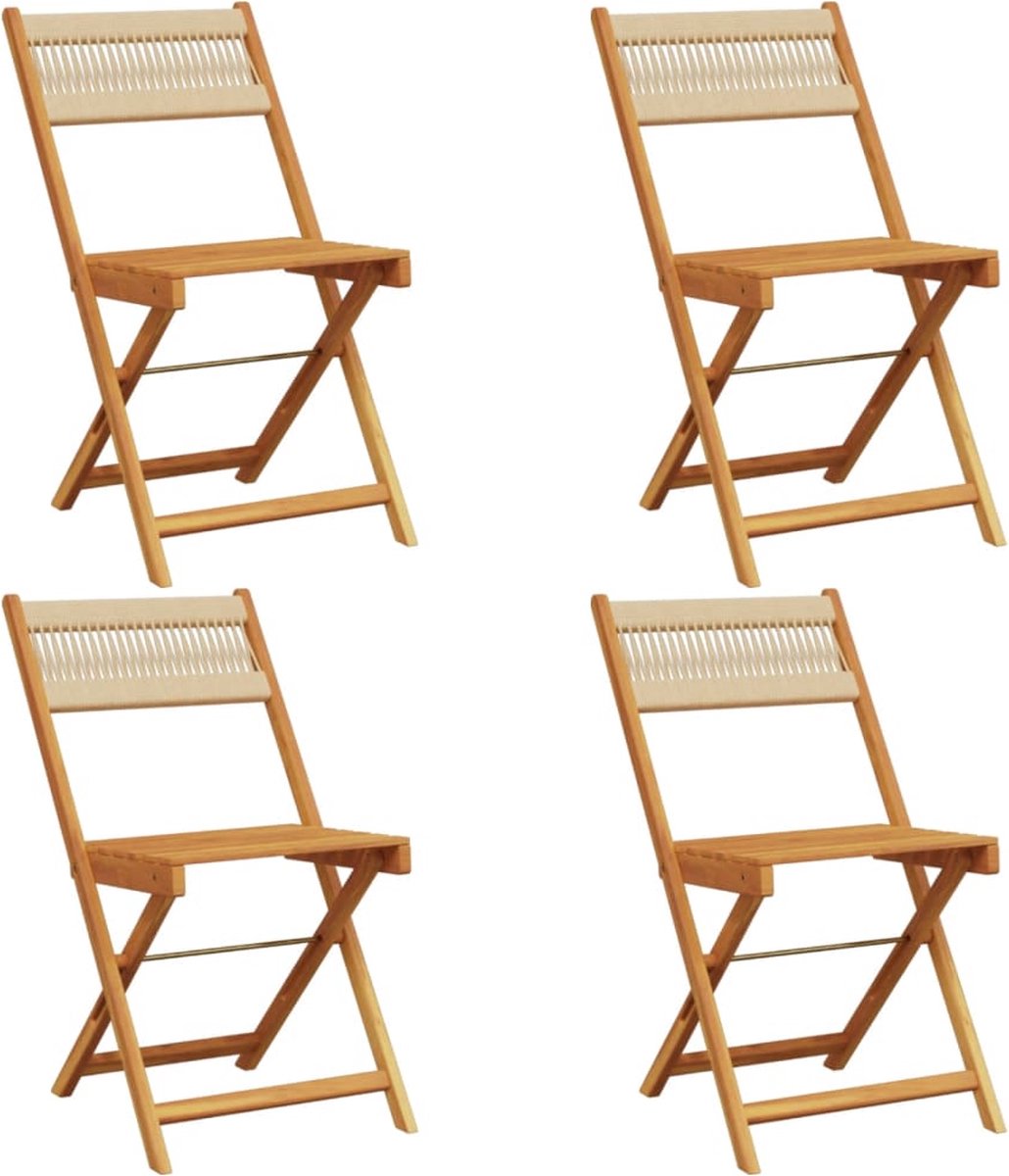 vidaXL - Tuinstoelen - 4 - st - inklapbaar - massief - acaciahout - beige