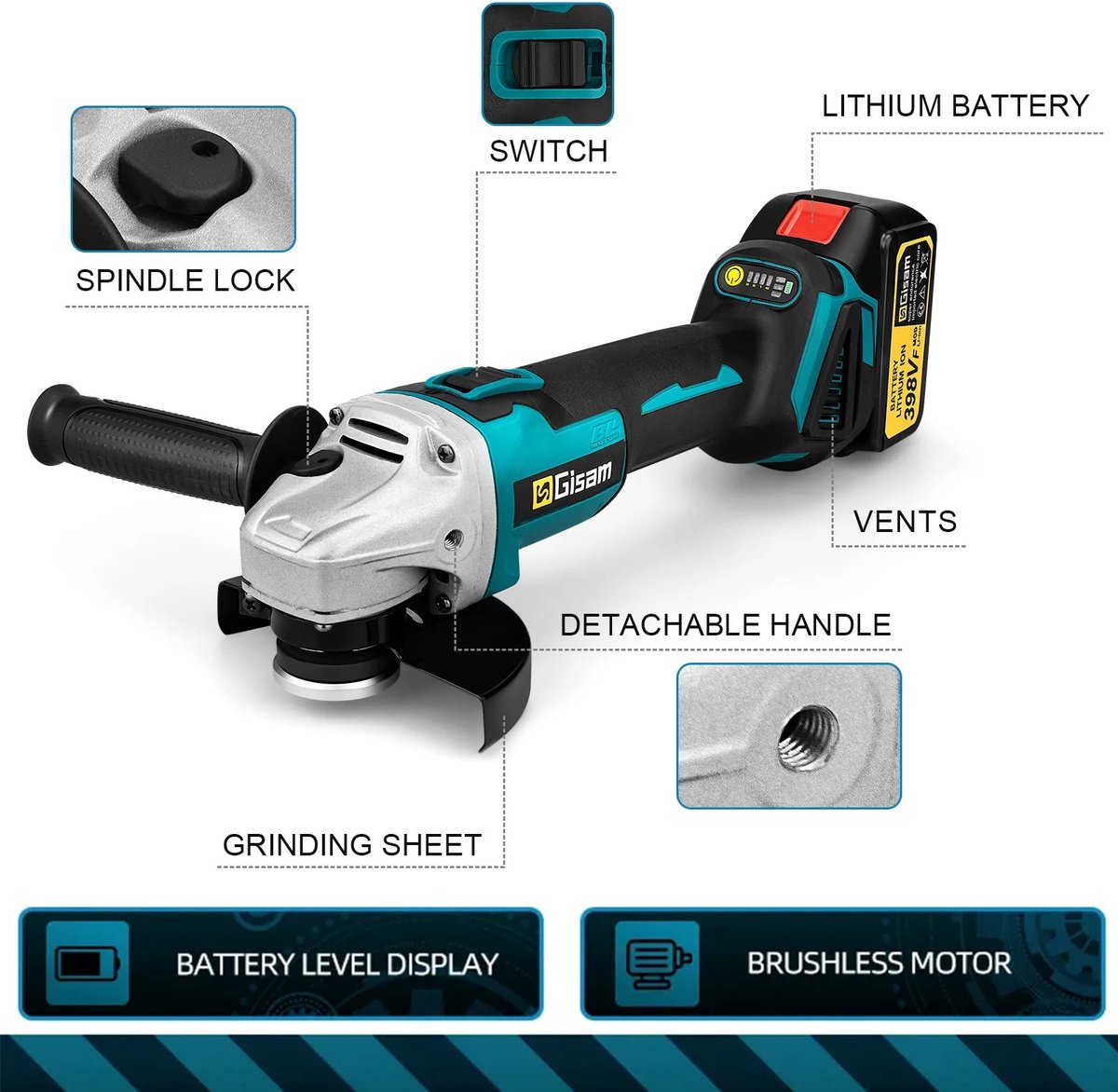 Makita GA055GZ XGT 40 V Max Platkop haakse slijper 125 mm Makita GA055GZ XGT 40 V Max Platkop haakse slijper 125 mm
