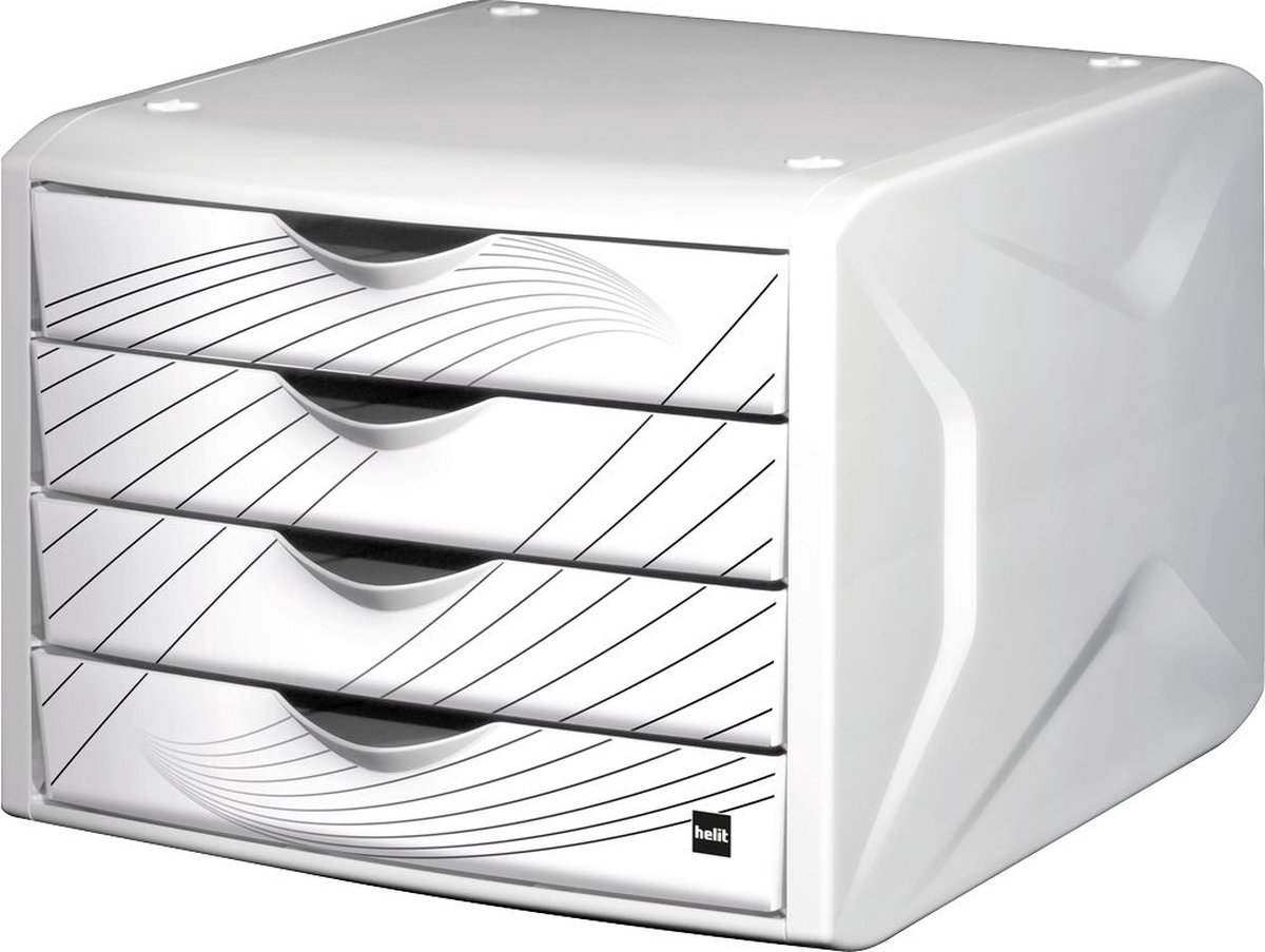 Helit Schubladenbox Chameleon H6129505 4Schübe A4/C4 white queen