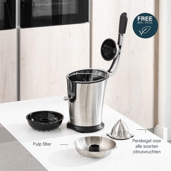 Master Juicer Pro 201860 - citruspers met roestvrijstalen kegel en krachtige motor - professionele hendelarm - 300 W - pulpfilter - antidruppelsysteem — afbeelding 2