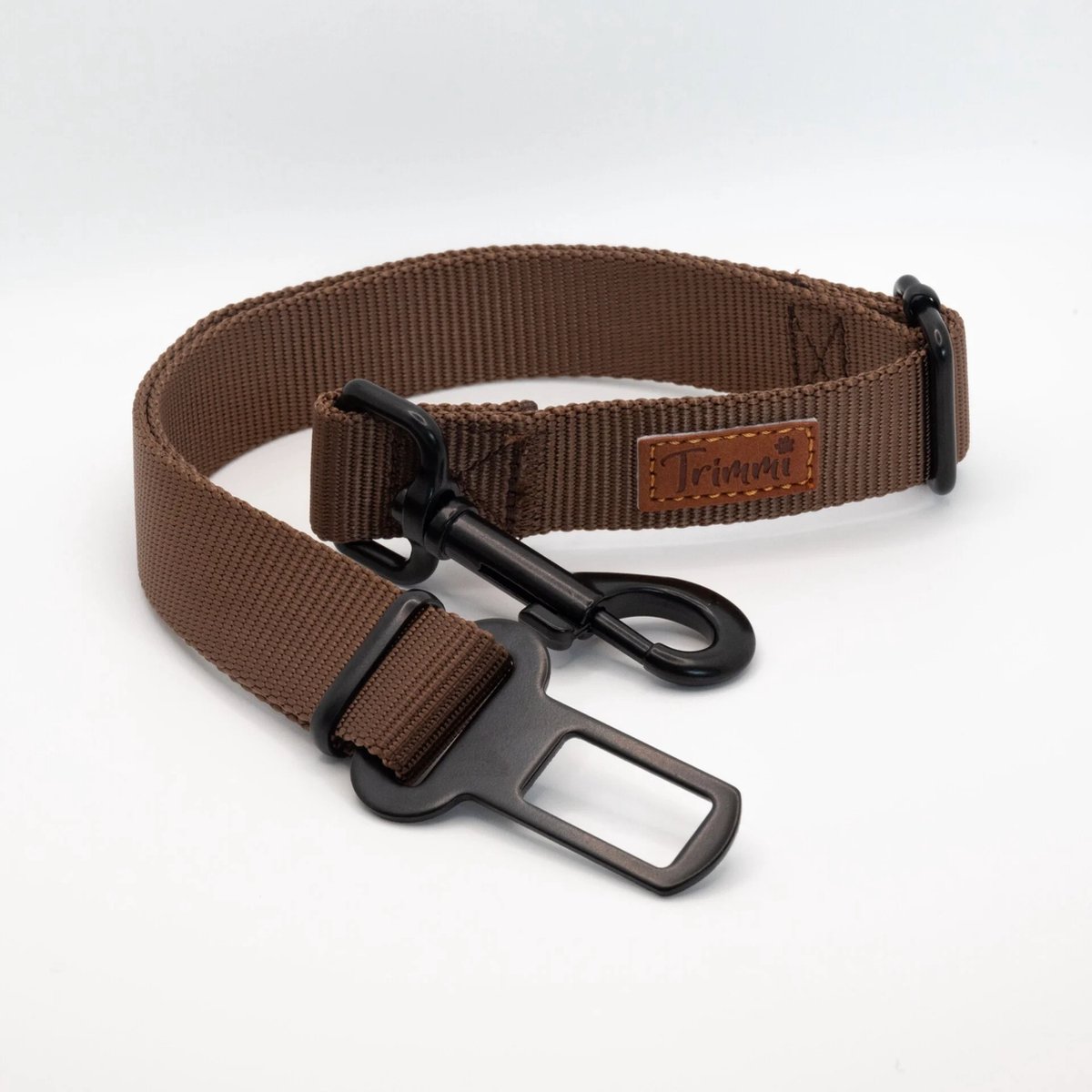 Nylon autogordel bruin - Autogordel hond - Autogordel verlengerstuk - Autogordel clip - Autoriem hond - Autoriem hond autogordel - Gordelclip - Gordel - hondenhalsband met naam - Halsbanden, riemen & tuigen - Trimmi