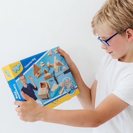 Totum Carpenter King junior Timmerset met hout en hamer - educatief constructie speelgoed bouwset - leren timmeren jongens en meisjes junior