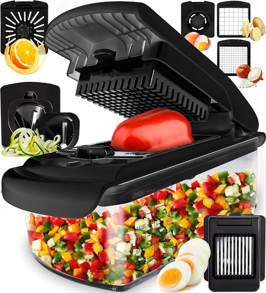 Hachoir à légumes-Coupe-légumes-Râpe à salade d'oignons végétariens-Râpe de pommes de terre-Hachoir végétarien et Dicer-Outils et Gadgets de cuisine (8 en 1 noir) Coupe-légumes