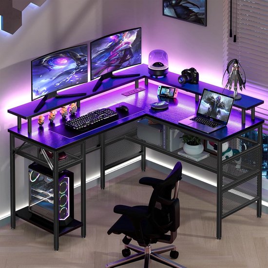 Lugia Hoekbureau - Gaming Bureau L-vormig - LED verlichting - Bol
