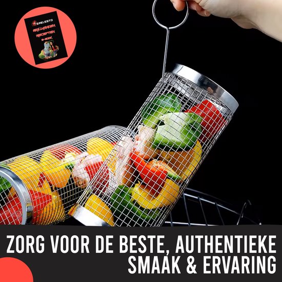Grelesto Grillmand BBQ Set van 2 - BBQ Accesoires - Barbecue Gereedschap - 20+19 CM - Vaderdag Cadeau