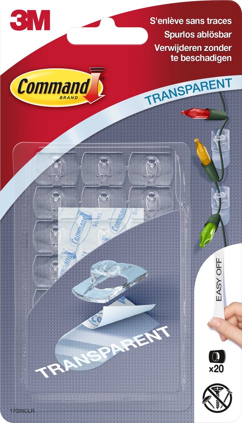 Foto: Command decohaak extra small draagvermogen 225 gram transparant blister van 20 stuks