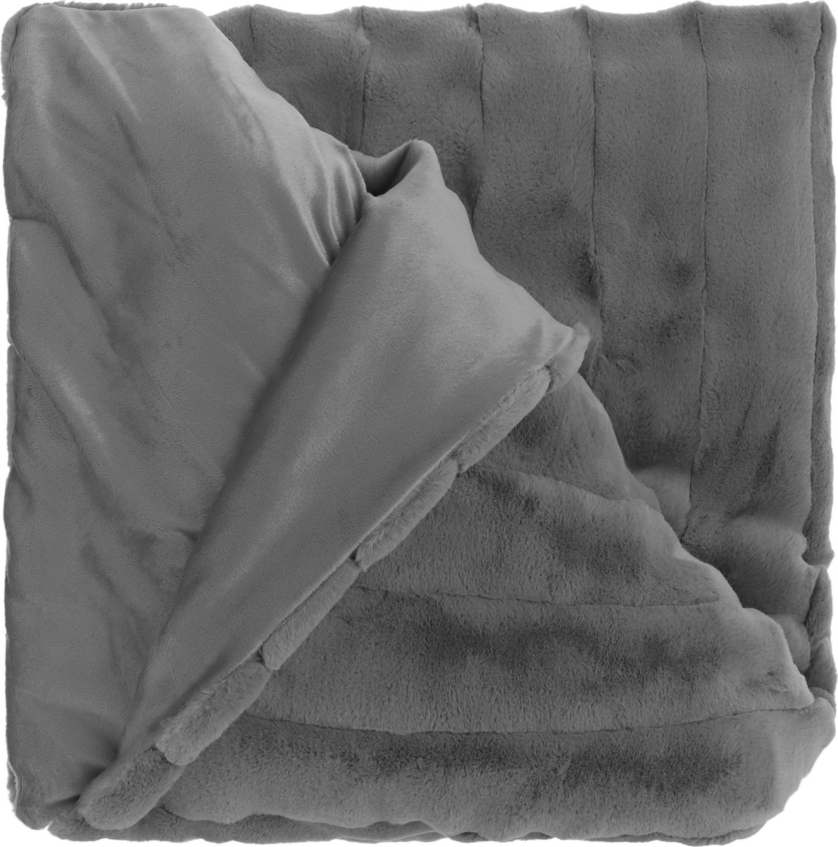 Unique Living Plaid Norah - Fleece/Velvet - Donkergrijs - 150x200 (BxL) - Dark Grey