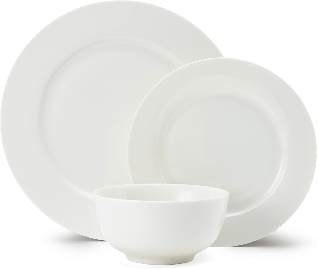 Mikasa Egret 12-delig fijn porseleinen servies, wit servies voor 4 personen met dinerborden, bijzetborden en kommen in geschenkverpakking en vaatwasmachinebestendig