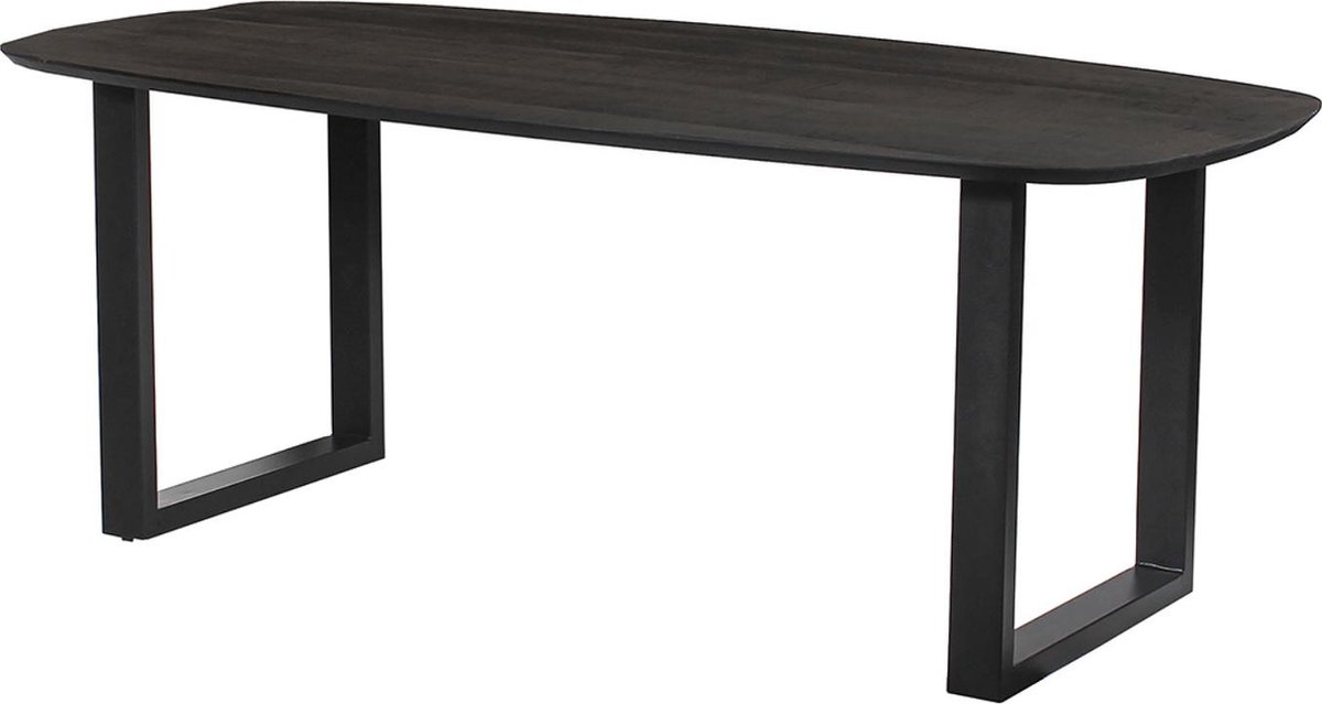 Tafel 'Isabella' 200 cm U-Poot Ovaal Mango Hout Zwart