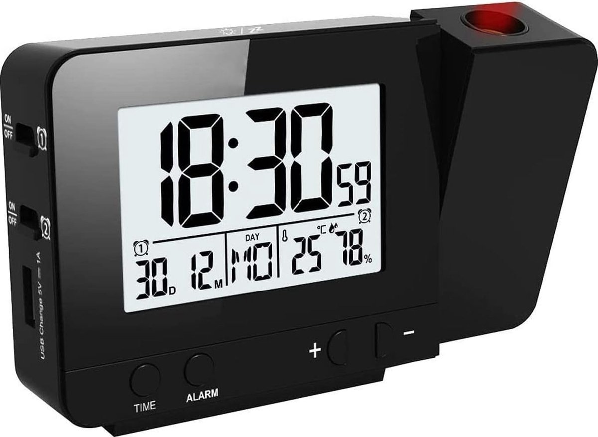 Solacis Wekkerradio Met Projectie - Wekkerradio - Digitale wekker - Wekkerradio kinderen - Wekker met projectie op plafond - Must have!