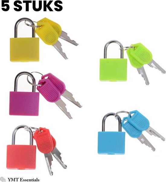 4 stuks hangsloten, lange beugel, hangsloten met sleutel
