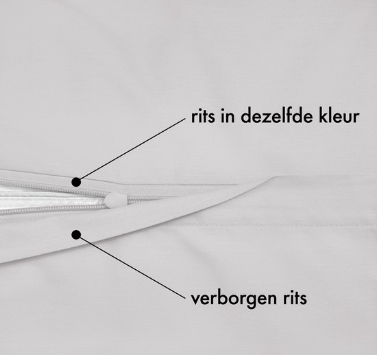 JACOBSON Housse de couette - 135x200 cm + 1 Kussensloop 80x80 cm - 100% coton - avec Fermeture Éclair - Gris clair