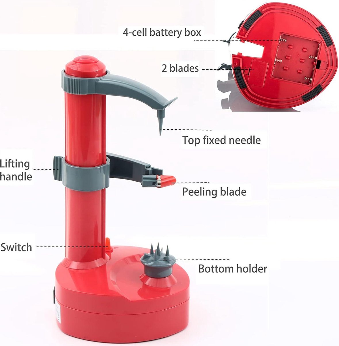 Elektrische groenteschiller, handheld dunschiller voor appels, aardappel, wortelen, fruit etc. | NL
