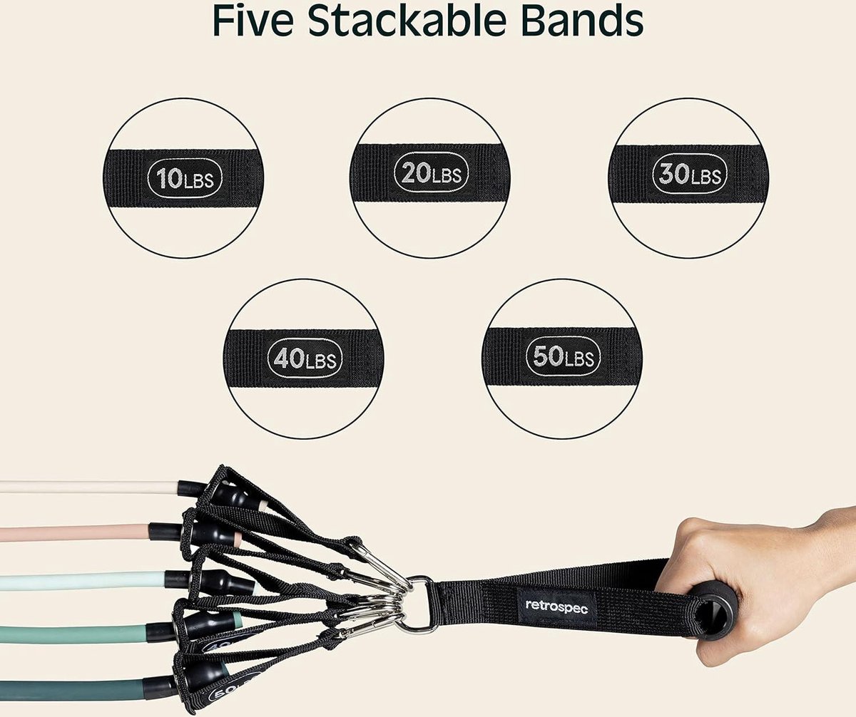 Weerstand Bands Set voor Training - 5 stuks Workout Bands met Handvatten, Deur Anker, Draagtas - Vrouwen & Mannen — cadeau in Sport & Outdoor - foto 5