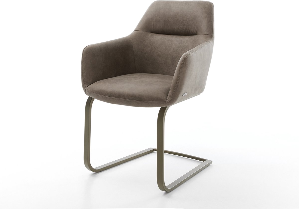 DELIFE Sledestoel Pejo-Flex sledemodel vlak afwerking met titanium microvelours taupe vintage pocketveer kern Beige