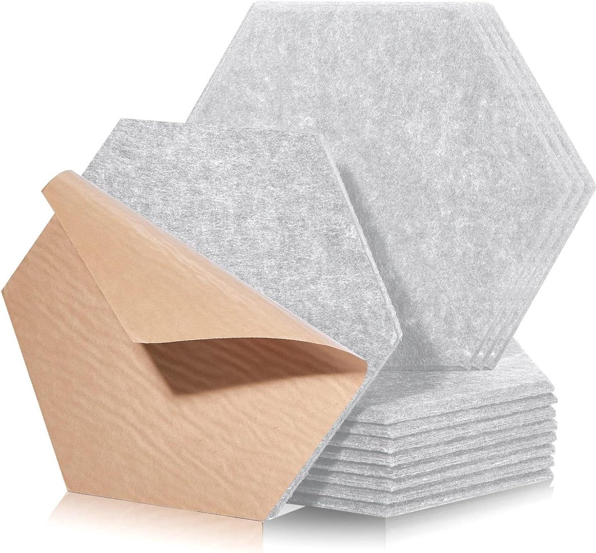 Akoestische platen vierkant zelfklevend 12 stuks geluidsabsorberende geluidsisolatie - hoge dichtheid voor wandplafonds hout deuren - akoestisch paneel geluidsisolatieplaten - 30 x 26 x 09 cm lichtgrijs