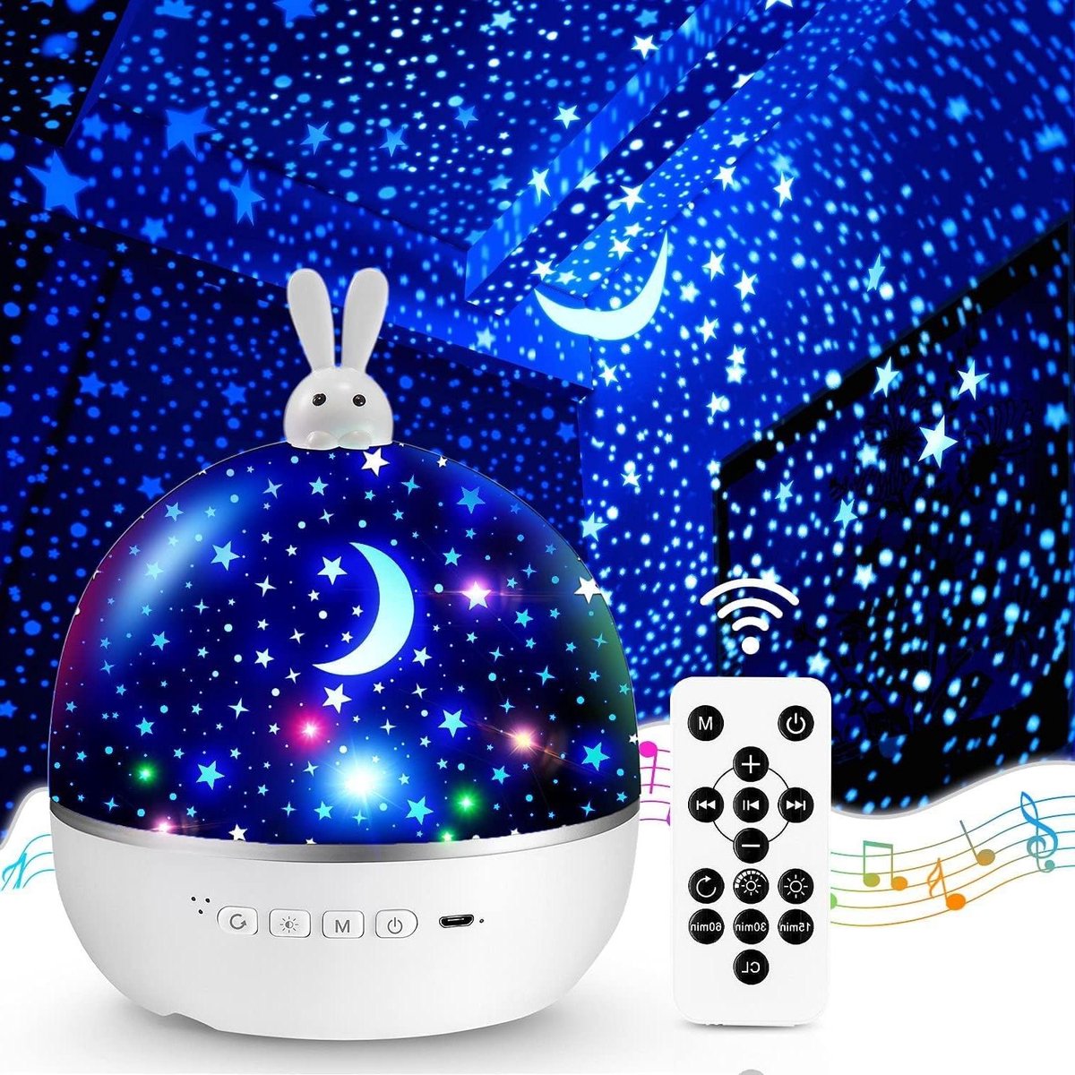 Nachtlampje sterrenhemel projector voor kinderen met 15 films muziekdoos bluetooth bedlampje kinderkamer decoratie babycadeau
