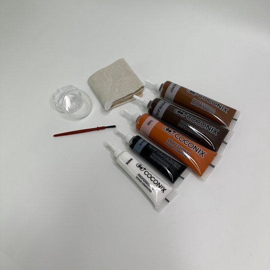 Lederen reparatiebalsem met borstels voor kunstenaars, details voor bank, autostoel, schoenen, bruin, 40 ml Lederen reparatiebalsem met borstels voor kunstenaars, details voor bank, autostoel, schoenen, bruin, 40 ml