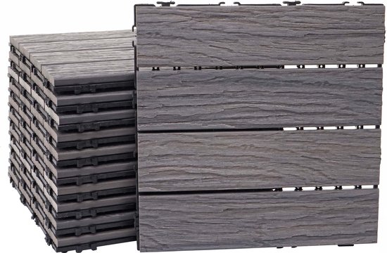 Mendler WPC Floor Tiles HWC-E19, Wood Look Balcony/Terrace, 3D Structure Linear - Light Brown, 4X 50x50 cm Each = 1 m² Mendler WPC Floor Tiles HWC-E19, Wood Look Balcony/Terrace, 3D Structure Linear - Light Brown, 4X 50x50 cm Each = 1 m²