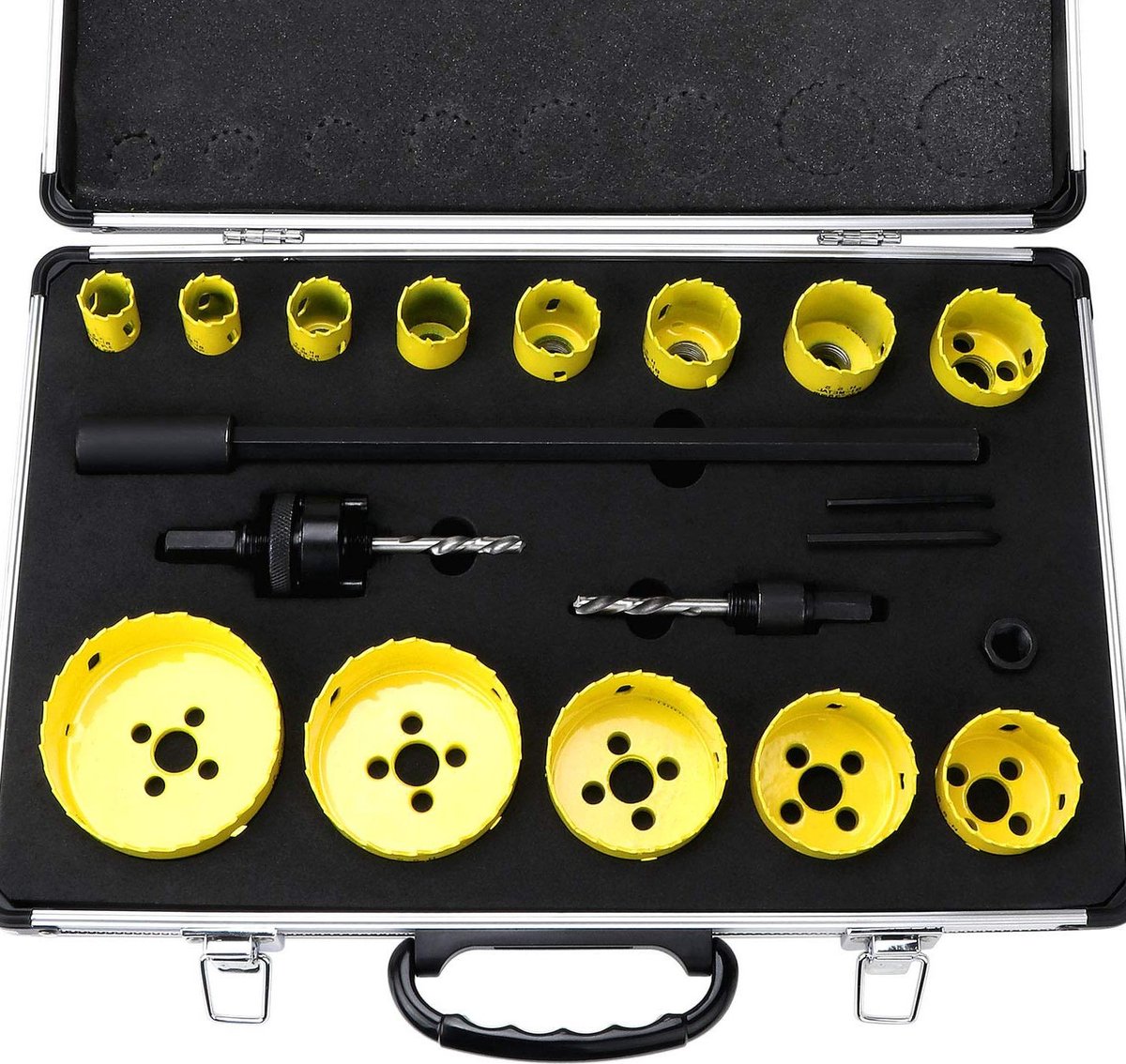 Bi-metalen gatenzaagset 19 stuks - 3/4 inch tot 3 inch - gatensnijder set voor metaal - cirkelvormige ronde boor - hout en metaal booradapter