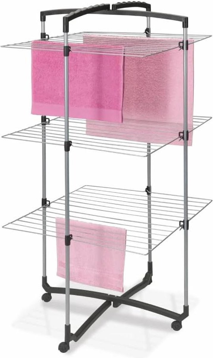 Goedkoopste Faro plus torenwasdroger 3-etages zilver-zwart - Ruimtebesparend ontwerp