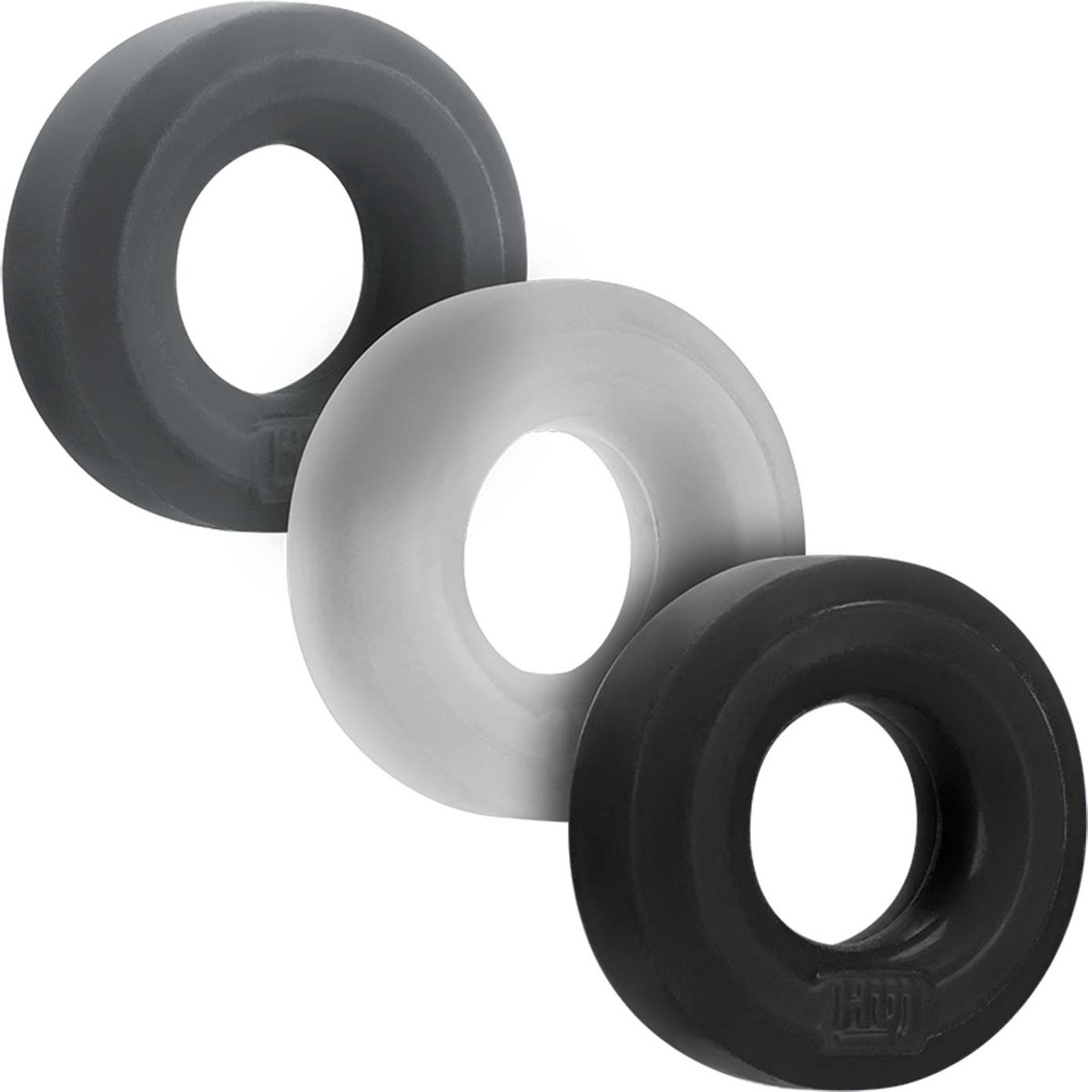 Hünkyjunk - Cockring - 3 stuks - Zwart/Wit/Grijs