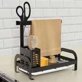 Spoelbak Caddy, keuken gootsteen organizer met afneembare druppelbak, afwasschotel sponshouder voor keuken netjes (zwart