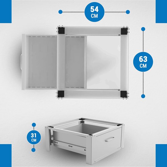 Bodo® - Wasmachine Verhoger - Dubbele Wasmachine Verhoger Met Legplank