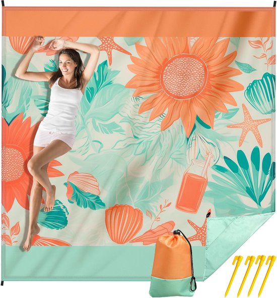Donkerblauwe Relaxdays xxl picknickkleed - 200 x 300 cm - isolerend Donkerblauwe Relaxdays xxl picknickkleed - 200 x 300 cm - isolerend