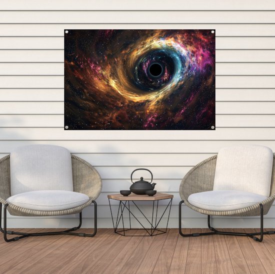 Affiche jardin trou Zwart - Affiche jardin Univers - Posters de jardin Etoiles - Décoration murale jardin - Accessoires jardin - Poster poster jardin 120x80 cm