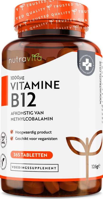 Foto: Nutravita vitamine b12 1000 mcg 365 veganistische tabletten met hoge sterkte 1 jaar voorraad vitamin b12 supplement draagt bij aan de vermindering van vermoeidheid en vermoeidheid