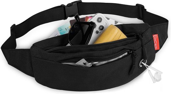 Jueachy Buiktas voor dames, crossbody bag dames heuptas waterdicht ruitpatroon sport mode heuptassen kleine schoudertas met 4 zakken met ritssluiting borstzak outdoor wandelen festival, wit