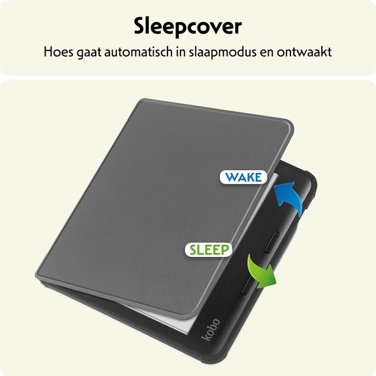 Hoesje Geschikt voor Kobo Libra Colour Hoes Bescherm Hoesje Case Sleep Cover - Hoes Geschikt voor Kobo Libra Colour Hoesje - Grijs van Hoesje  — afbeelding 3