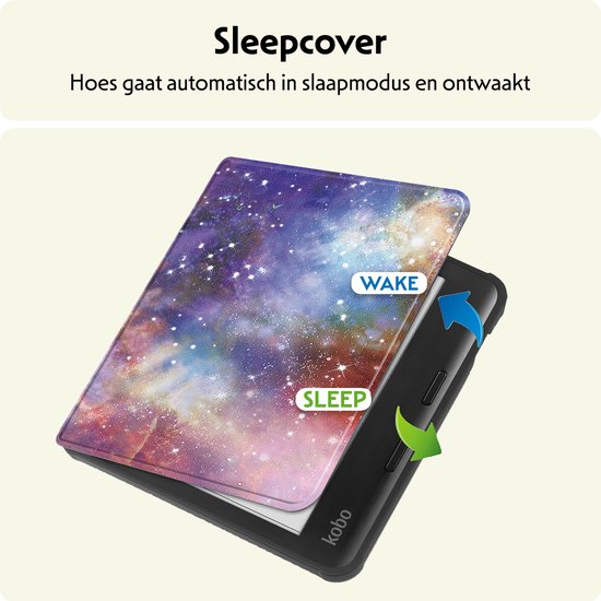 Hoesje Geschikt voor Kobo Libra Colour Hoes Bescherm Hoesje Case Sleep Cover Met Screenprotector - Hoes Geschikt voor Kobo Libra Colour Hoesje - Galaxy van Hoesje  — afbeelding 3