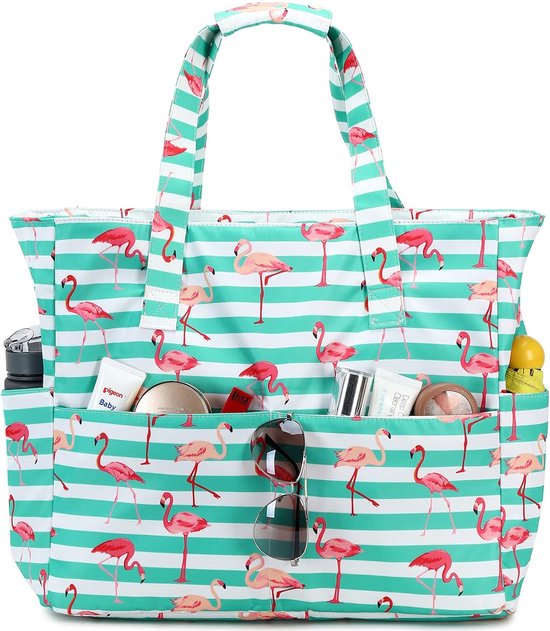 oscaurt Strandtas, tote bag met ritssluiting, grote shoppertas, waterdicht, badtas, reistas, dames, handtas, schoudertas, geschenken voor vrouwen, donkergrijs, XL