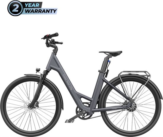 Air 28 e-bike - allround elektrische stadsfiets - Samsung batterij - Carbon Belt – Koppelsensor - verstelbare voorvork – Donkergrijs