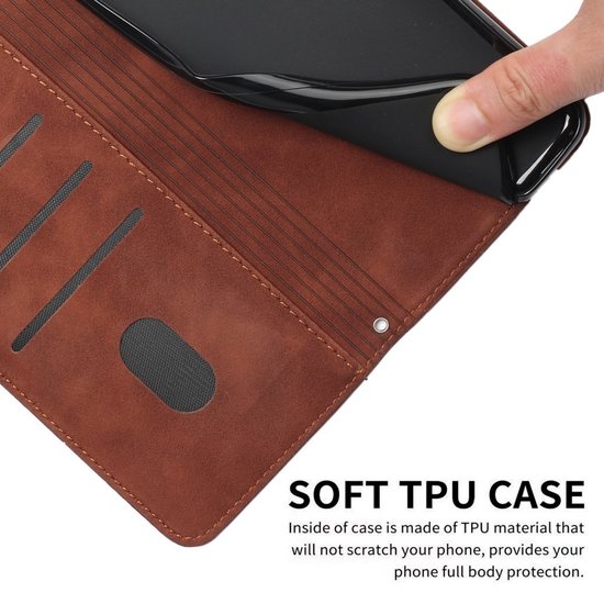 Coverup Smile Book Case - Convient pour Motorola Edge 50 Pro Case - Marron