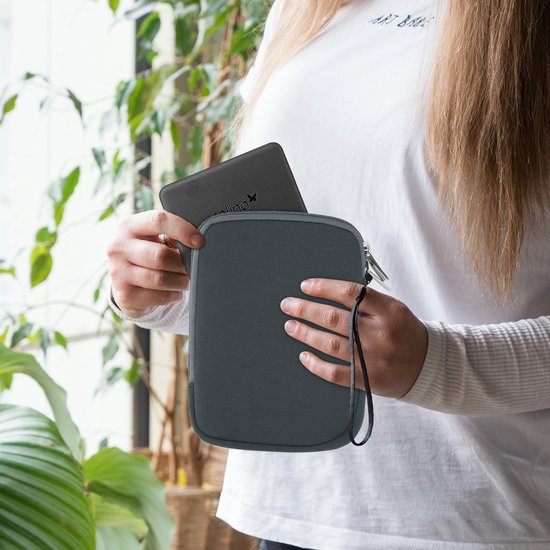 kwmobile Beschermhoes voor eReader - Neopreen Tas Cover Beschermhoes Grijs - 17 x 12 x 2 cm binnenafmetingen van Merkloos — afbeelding 4
