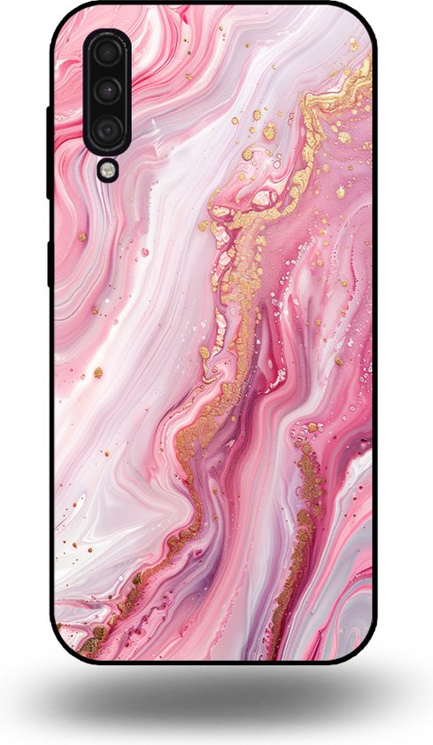 Smartphonica Coque de téléphone pour Samsung Galaxy A50 avec imprimé marbre - Coque arrière en TPU design marbre - Rose / Coque arrière pour Samsung Galaxy A50