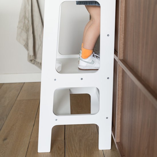 Jindl houten montessori leertoren wit - Het handige hulpje in de keuken - kitchen helper