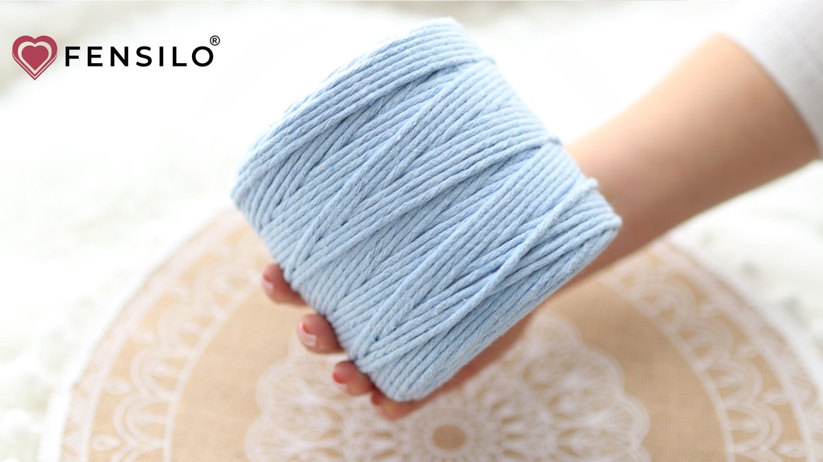 3mm x 200m Blauw macramé katoenen koord Macrame Touw|kleuren om mee te knutselen|Garen voor Wandkleed en Plantenhanger Zelf Maken|Dromenvanger||engel van macramé — afbeelding 4