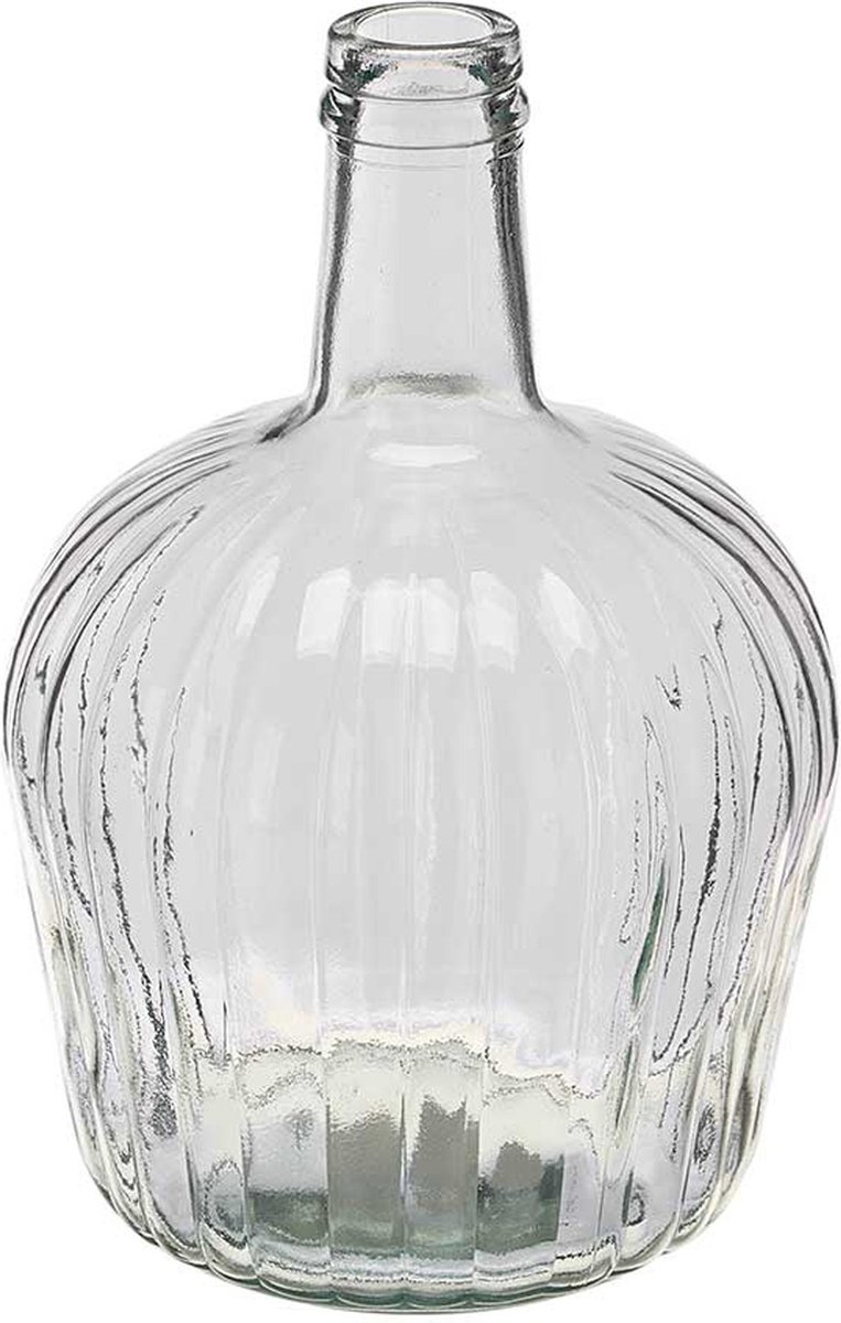 Giftdecor Bloemen fles vaas - transparant glas - D19 x H31 cm - flesvaas - boeketvaas - 5 liter