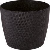 Form Plastic Plantenpot/bloempot Waves - kunststof - zwart - D23 x H20 cm - rond