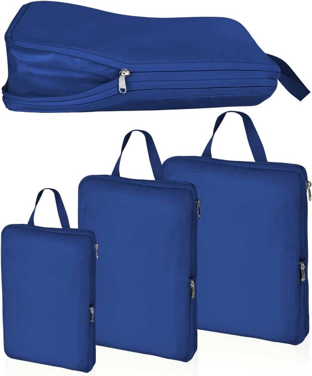 Inpakkubus Set voor Georganiseerd Reizen - Compressiekubussen voor Bagage - 4 Stuks - Diverse Maten - Duurzaam Polyester - Lichtgewicht Reisorganizers